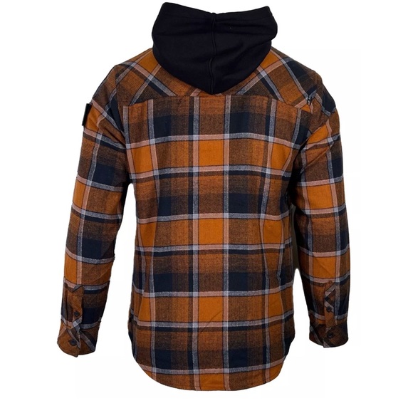 Howitzer Style Men's Flannel Hooded Shacket ARTILLERY Military Grunt Biker - Picture 4 of 17